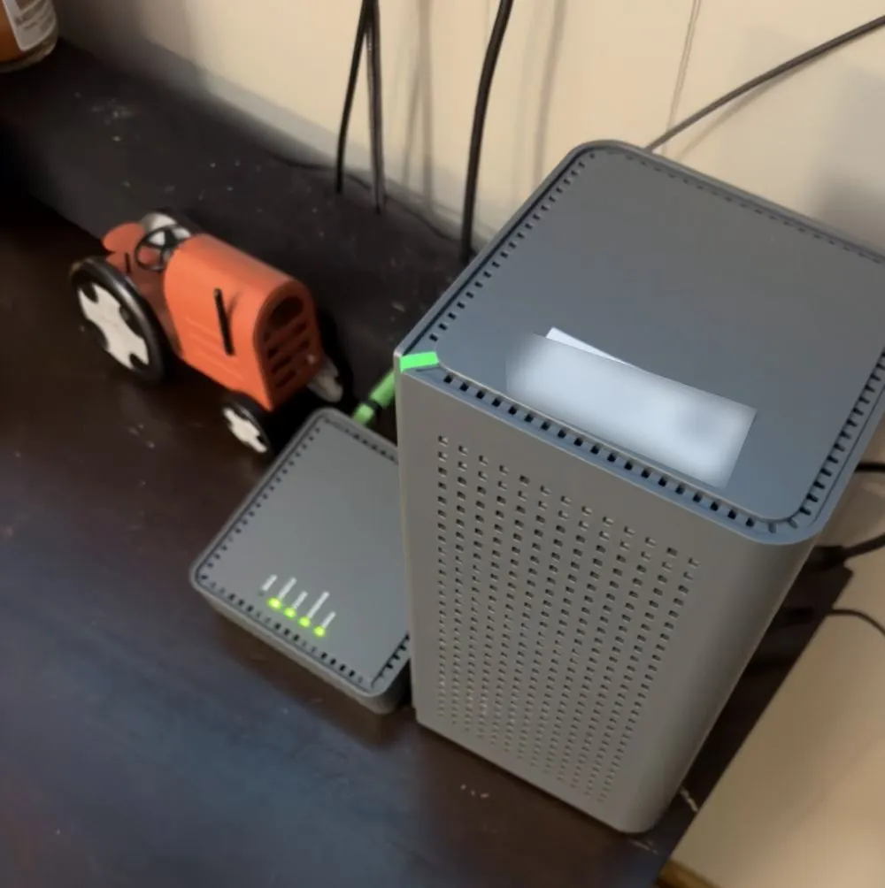 Residential router and network equipment installed on a shelf